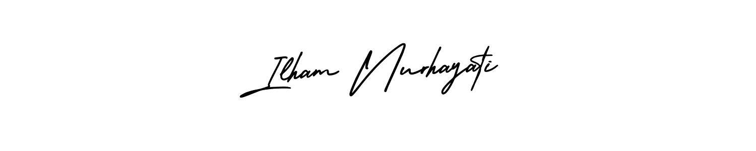 Use a signature maker to create a handwritten signature online. With this signature software, you can design (AmerikaSignatureDemo-Regular) your own signature for name Ilham Nurhayati. Ilham Nurhayati signature style 3 images and pictures png