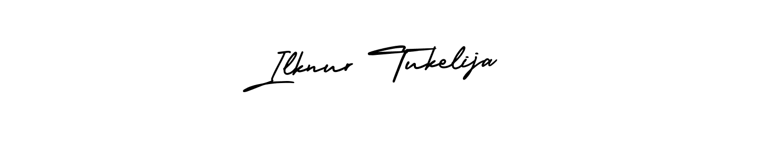 This is the best signature style for the Ilknur Tukelija name. Also you like these signature font (AmerikaSignatureDemo-Regular). Mix name signature. Ilknur Tukelija signature style 3 images and pictures png