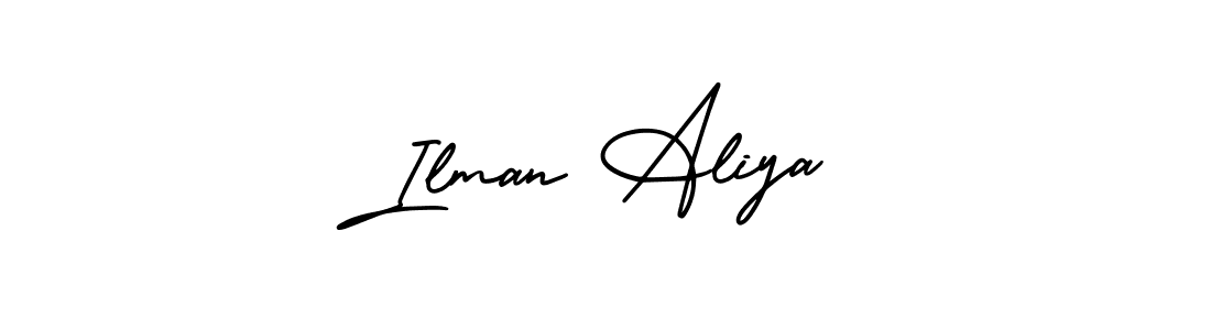 This is the best signature style for the Ilman Aliya name. Also you like these signature font (AmerikaSignatureDemo-Regular). Mix name signature. Ilman Aliya signature style 3 images and pictures png