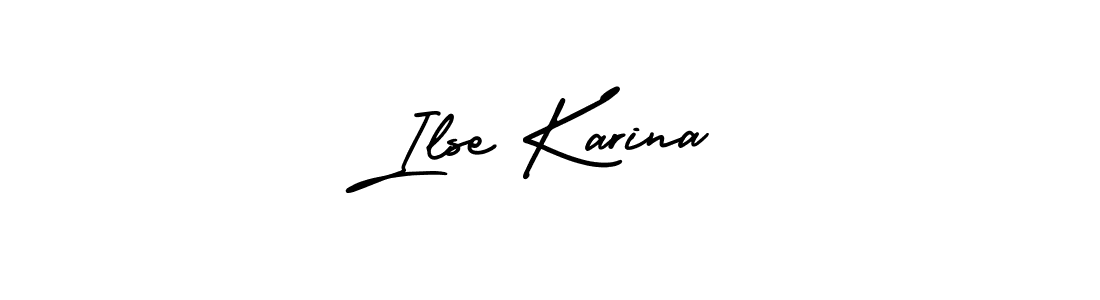 You should practise on your own different ways (AmerikaSignatureDemo-Regular) to write your name (Ilse Karina) in signature. don't let someone else do it for you. Ilse Karina signature style 3 images and pictures png