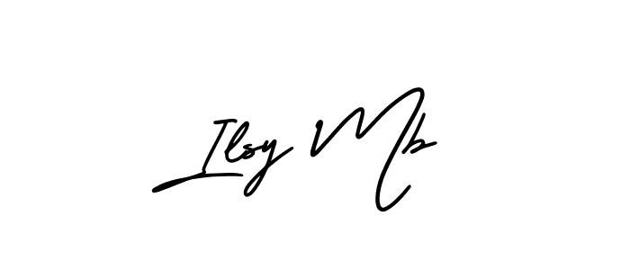 You should practise on your own different ways (AmerikaSignatureDemo-Regular) to write your name (Ilsy Mb) in signature. don't let someone else do it for you. Ilsy Mb signature style 3 images and pictures png