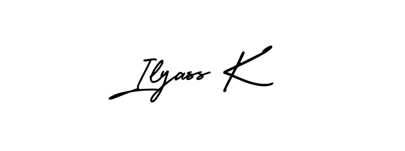 This is the best signature style for the Ilyass K name. Also you like these signature font (AmerikaSignatureDemo-Regular). Mix name signature. Ilyass K signature style 3 images and pictures png