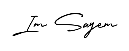 Personalize your online presence with Im Sayem signature rendered in elegant AmerikaSignatureDemo-Regular font. Great for website footers and blogs. Im Sayem signature style 3 images and pictures png