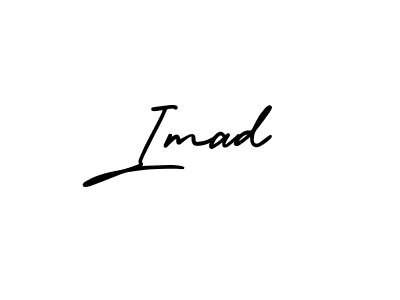 The best way (AmerikaSignatureDemo-Regular) to make a short signature is to pick only two or three words in your name. The name Imad include a total of six letters. For converting this name. Imad signature style 3 images and pictures png
