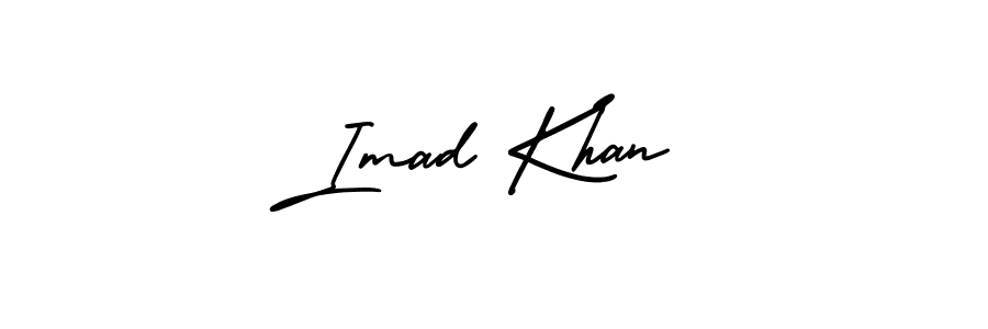 The best way (AmerikaSignatureDemo-Regular) to make a short signature is to pick only two or three words in your name. The name Imad Khan include a total of six letters. For converting this name. Imad Khan signature style 3 images and pictures png