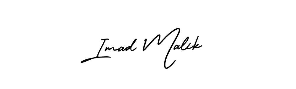 The best way (AmerikaSignatureDemo-Regular) to make a short signature is to pick only two or three words in your name. The name Imad Malik include a total of six letters. For converting this name. Imad Malik signature style 3 images and pictures png