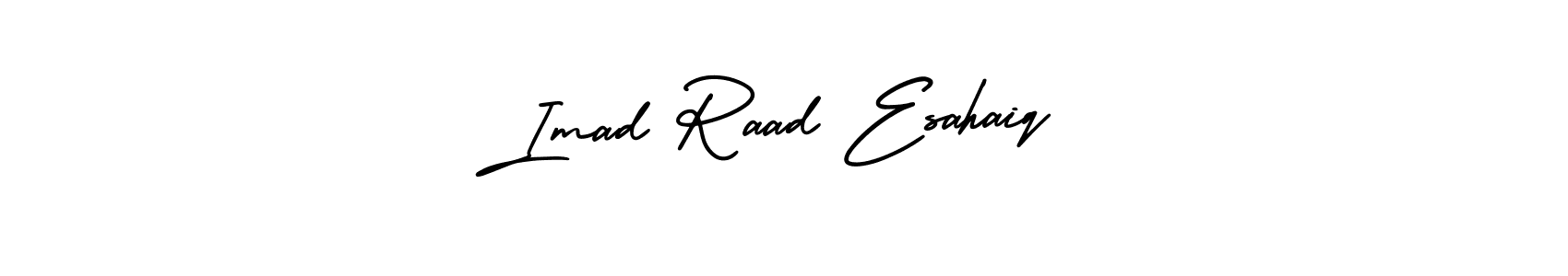 Similarly AmerikaSignatureDemo-Regular is the best handwritten signature design. Signature creator online .You can use it as an online autograph creator for name Imad Raad Esahaiq. Imad Raad Esahaiq signature style 3 images and pictures png