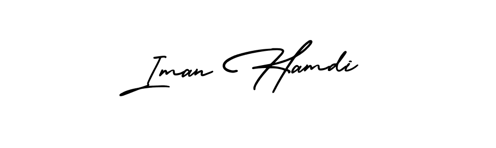 This is the best signature style for the Iman Hamdi name. Also you like these signature font (AmerikaSignatureDemo-Regular). Mix name signature. Iman Hamdi signature style 3 images and pictures png