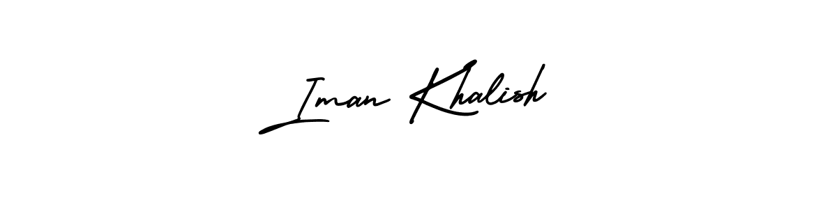 You should practise on your own different ways (AmerikaSignatureDemo-Regular) to write your name (Iman Khalish) in signature. don't let someone else do it for you. Iman Khalish signature style 3 images and pictures png