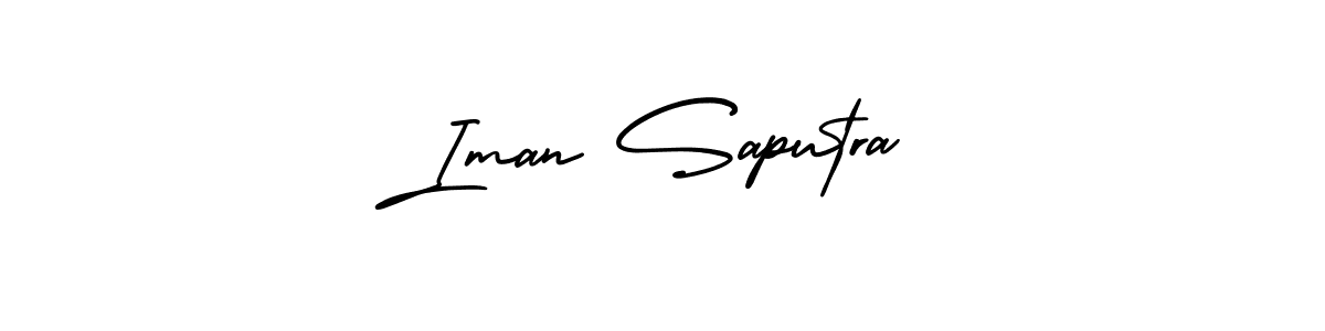 You should practise on your own different ways (AmerikaSignatureDemo-Regular) to write your name (Iman Saputra) in signature. don't let someone else do it for you. Iman Saputra signature style 3 images and pictures png