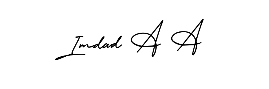 The best way (AmerikaSignatureDemo-Regular) to make a short signature is to pick only two or three words in your name. The name Imdad A A include a total of six letters. For converting this name. Imdad A A signature style 3 images and pictures png
