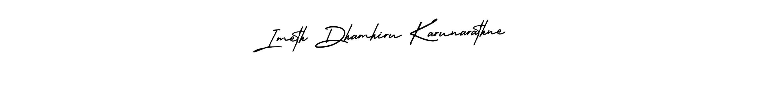 AmerikaSignatureDemo-Regular is a professional signature style that is perfect for those who want to add a touch of class to their signature. It is also a great choice for those who want to make their signature more unique. Get Imeth Dhamhiru Karunarathne name to fancy signature for free. Imeth Dhamhiru Karunarathne signature style 3 images and pictures png