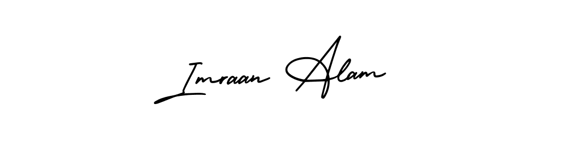 The best way (AmerikaSignatureDemo-Regular) to make a short signature is to pick only two or three words in your name. The name Imraan Alam include a total of six letters. For converting this name. Imraan Alam signature style 3 images and pictures png