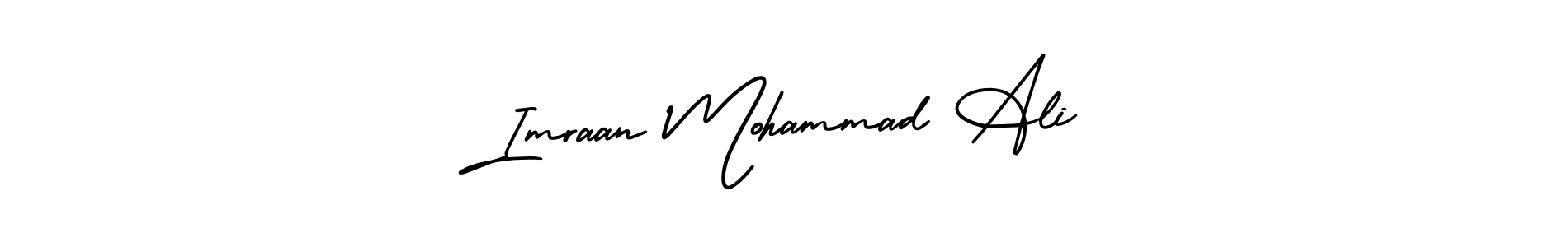 You should practise on your own different ways (AmerikaSignatureDemo-Regular) to write your name (Imraan Mohammad Ali) in signature. don't let someone else do it for you. Imraan Mohammad Ali signature style 3 images and pictures png