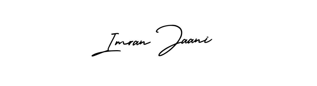 The best way (AmerikaSignatureDemo-Regular) to make a short signature is to pick only two or three words in your name. The name Imran Jaani include a total of six letters. For converting this name. Imran Jaani signature style 3 images and pictures png