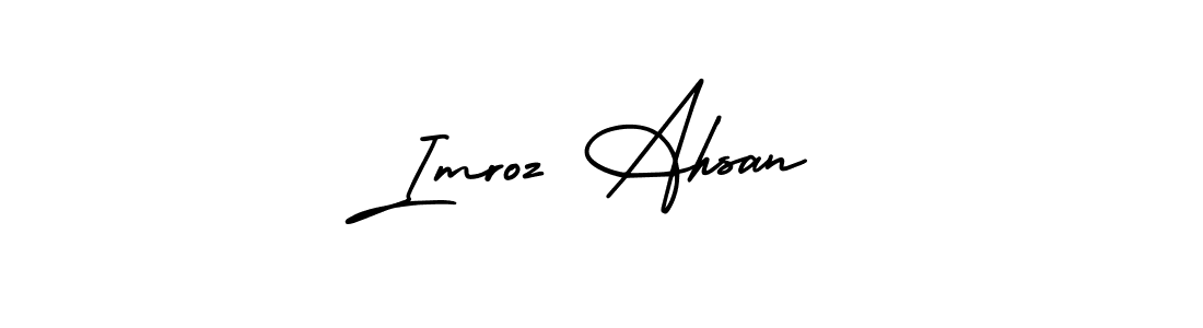 This is the best signature style for the Imroz Ahsan name. Also you like these signature font (AmerikaSignatureDemo-Regular). Mix name signature. Imroz Ahsan signature style 3 images and pictures png