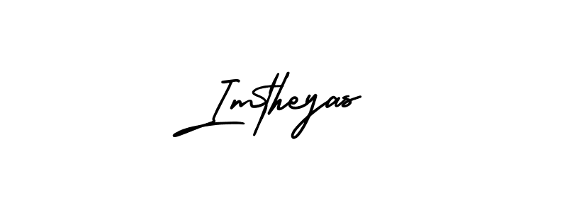 You should practise on your own different ways (AmerikaSignatureDemo-Regular) to write your name (Imtheyas) in signature. don't let someone else do it for you. Imtheyas signature style 3 images and pictures png