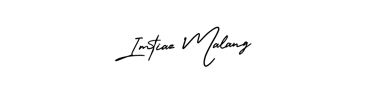 The best way (AmerikaSignatureDemo-Regular) to make a short signature is to pick only two or three words in your name. The name Imtiaz Malang include a total of six letters. For converting this name. Imtiaz Malang signature style 3 images and pictures png