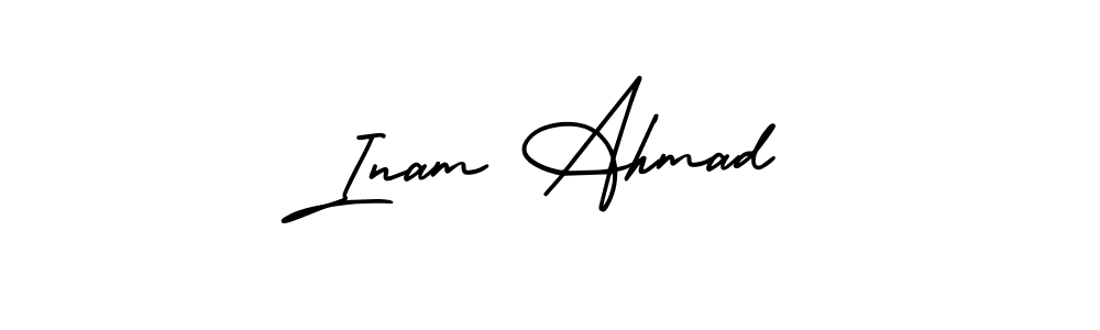 This is the best signature style for the Inam Ahmad name. Also you like these signature font (AmerikaSignatureDemo-Regular). Mix name signature. Inam Ahmad signature style 3 images and pictures png