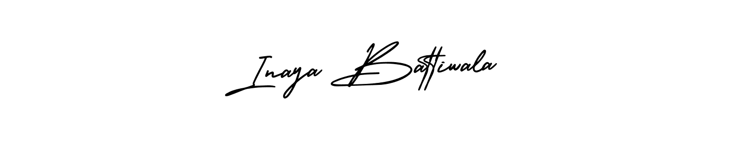 You should practise on your own different ways (AmerikaSignatureDemo-Regular) to write your name (Inaya Battiwala) in signature. don't let someone else do it for you. Inaya Battiwala signature style 3 images and pictures png
