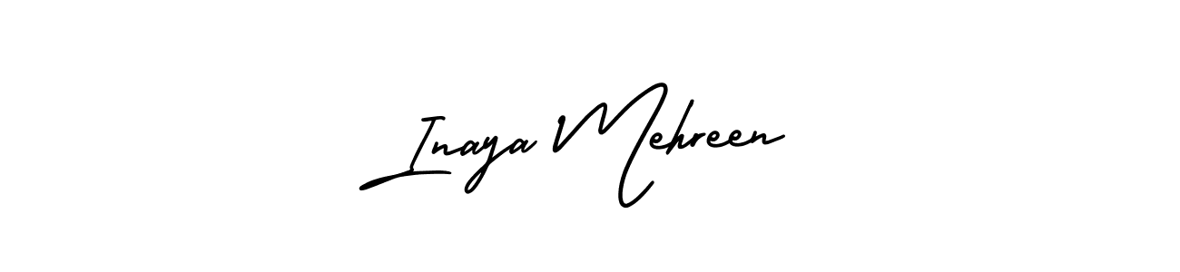 The best way (AmerikaSignatureDemo-Regular) to make a short signature is to pick only two or three words in your name. The name Inaya Mehreen include a total of six letters. For converting this name. Inaya Mehreen signature style 3 images and pictures png