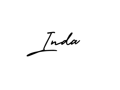 Use a signature maker to create a handwritten signature online. With this signature software, you can design (AmerikaSignatureDemo-Regular) your own signature for name Inda. Inda signature style 3 images and pictures png