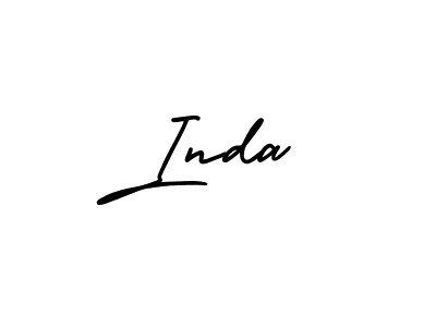 How to make Inda name signature. Use AmerikaSignatureDemo-Regular style for creating short signs online. This is the latest handwritten sign. Inda signature style 3 images and pictures png
