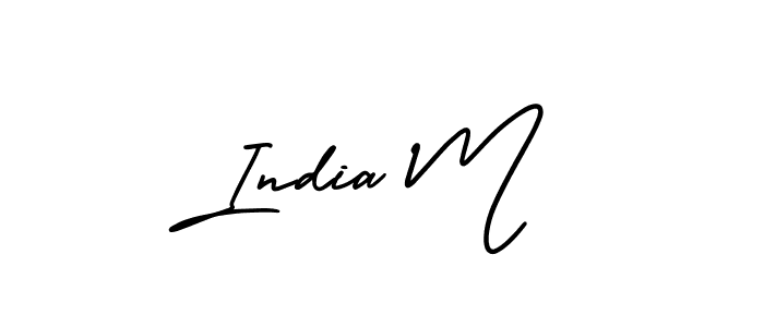 You should practise on your own different ways (AmerikaSignatureDemo-Regular) to write your name (India M) in signature. don't let someone else do it for you. India M signature style 3 images and pictures png