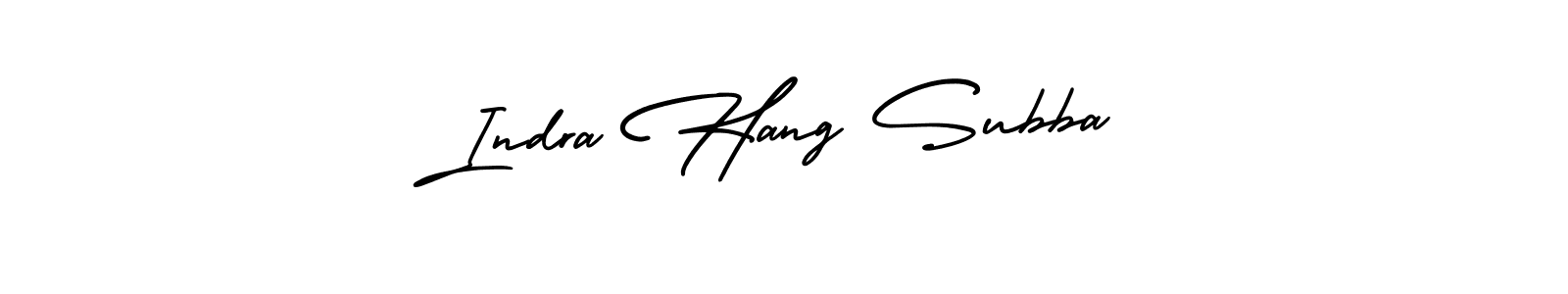 The best way (AmerikaSignatureDemo-Regular) to make a short signature is to pick only two or three words in your name. The name Indra Hang Subba include a total of six letters. For converting this name. Indra Hang Subba signature style 3 images and pictures png
