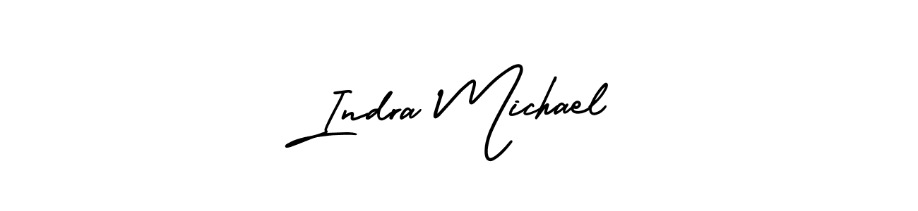 You should practise on your own different ways (AmerikaSignatureDemo-Regular) to write your name (Indra Michael) in signature. don't let someone else do it for you. Indra Michael signature style 3 images and pictures png