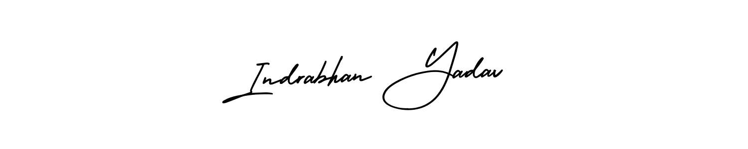 You should practise on your own different ways (AmerikaSignatureDemo-Regular) to write your name (Indrabhan Yadav) in signature. don't let someone else do it for you. Indrabhan Yadav signature style 3 images and pictures png