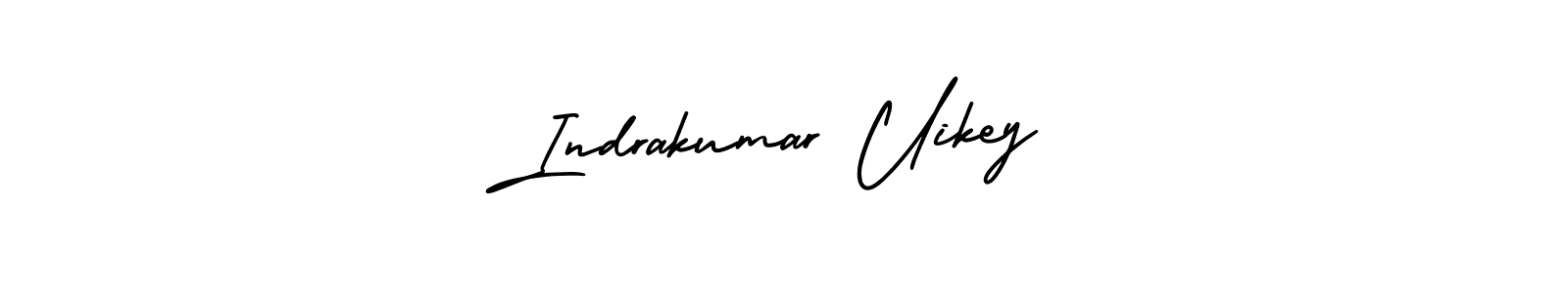 You should practise on your own different ways (AmerikaSignatureDemo-Regular) to write your name (Indrakumar Uikey) in signature. don't let someone else do it for you. Indrakumar Uikey signature style 3 images and pictures png