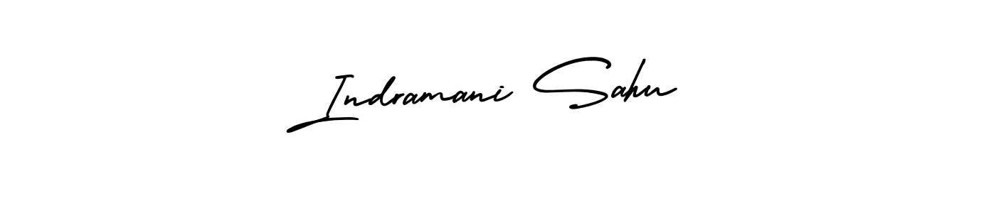 You should practise on your own different ways (AmerikaSignatureDemo-Regular) to write your name (Indramani Sahu) in signature. don't let someone else do it for you. Indramani Sahu signature style 3 images and pictures png