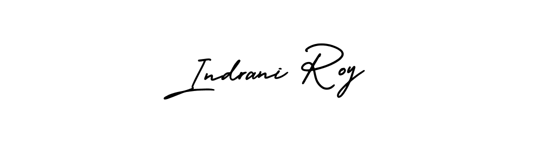 You should practise on your own different ways (AmerikaSignatureDemo-Regular) to write your name (Indrani Roy) in signature. don't let someone else do it for you. Indrani Roy signature style 3 images and pictures png