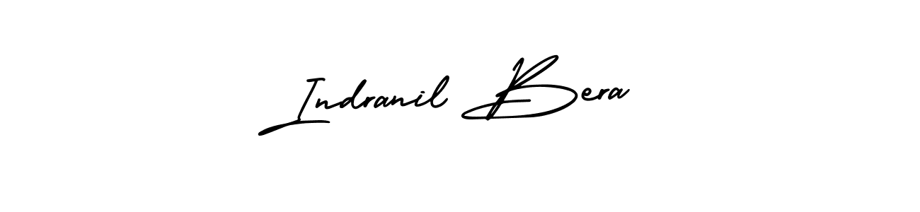 You should practise on your own different ways (AmerikaSignatureDemo-Regular) to write your name (Indranil Bera) in signature. don't let someone else do it for you. Indranil Bera signature style 3 images and pictures png