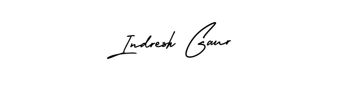 The best way (AmerikaSignatureDemo-Regular) to make a short signature is to pick only two or three words in your name. The name Indresh Gaur include a total of six letters. For converting this name. Indresh Gaur signature style 3 images and pictures png