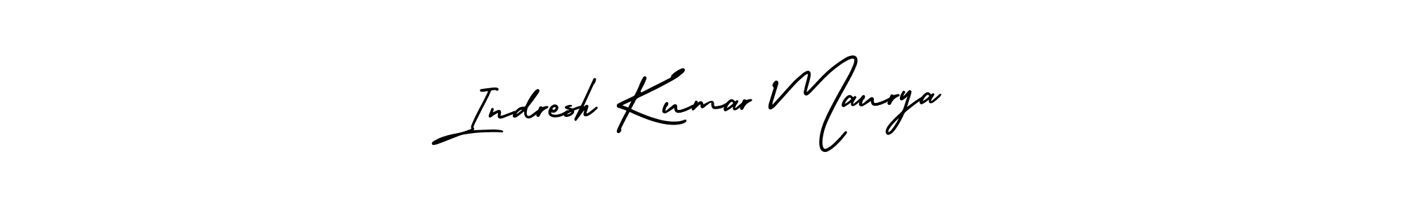 The best way (AmerikaSignatureDemo-Regular) to make a short signature is to pick only two or three words in your name. The name Indresh Kumar Maurya include a total of six letters. For converting this name. Indresh Kumar Maurya signature style 3 images and pictures png