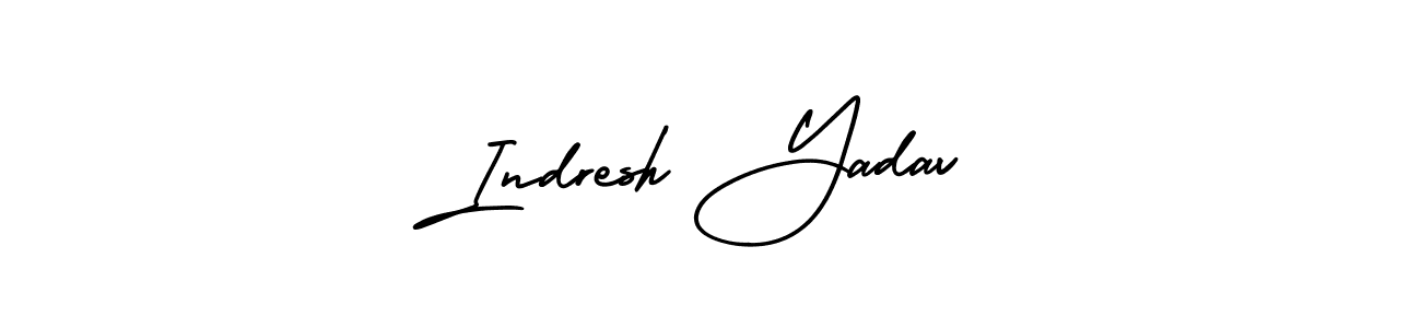 You should practise on your own different ways (AmerikaSignatureDemo-Regular) to write your name (Indresh Yadav) in signature. don't let someone else do it for you. Indresh Yadav signature style 3 images and pictures png