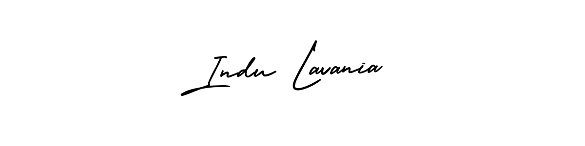 You should practise on your own different ways (AmerikaSignatureDemo-Regular) to write your name (Indu Lavania) in signature. don't let someone else do it for you. Indu Lavania signature style 3 images and pictures png