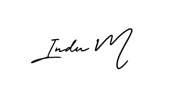 How to make Indu M name signature. Use AmerikaSignatureDemo-Regular style for creating short signs online. This is the latest handwritten sign. Indu M signature style 3 images and pictures png