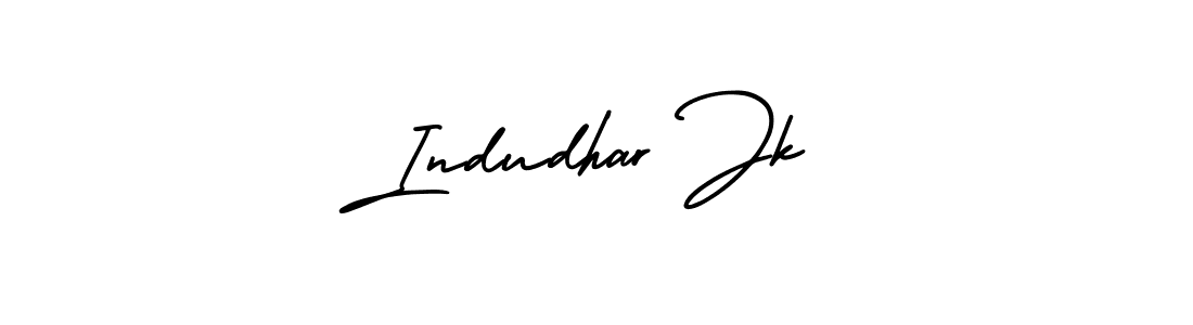 The best way (AmerikaSignatureDemo-Regular) to make a short signature is to pick only two or three words in your name. The name Indudhar Jk include a total of six letters. For converting this name. Indudhar Jk signature style 3 images and pictures png