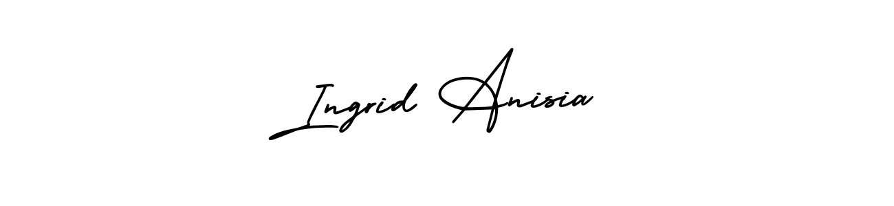 The best way (AmerikaSignatureDemo-Regular) to make a short signature is to pick only two or three words in your name. The name Ingrid Anisia include a total of six letters. For converting this name. Ingrid Anisia signature style 3 images and pictures png