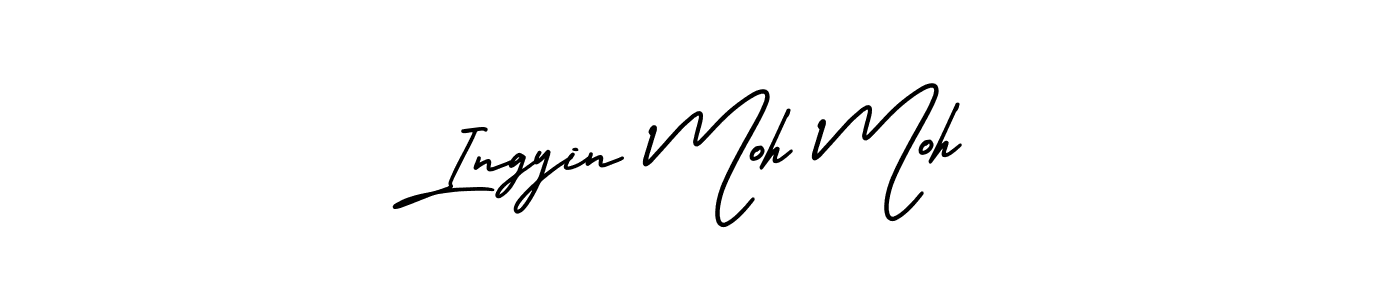 You should practise on your own different ways (AmerikaSignatureDemo-Regular) to write your name (Ingyin Moh Moh) in signature. don't let someone else do it for you. Ingyin Moh Moh signature style 3 images and pictures png