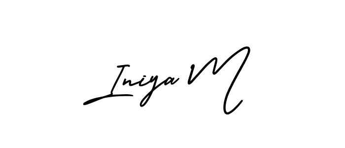 How to make Iniya M name signature. Use AmerikaSignatureDemo-Regular style for creating short signs online. This is the latest handwritten sign. Iniya M signature style 3 images and pictures png