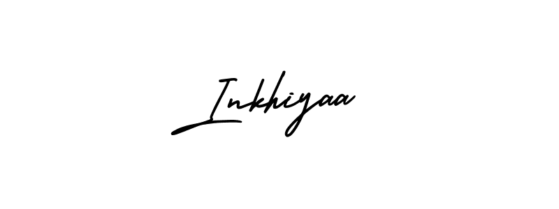 You should practise on your own different ways (AmerikaSignatureDemo-Regular) to write your name (Inkhiyaa) in signature. don't let someone else do it for you. Inkhiyaa signature style 3 images and pictures png