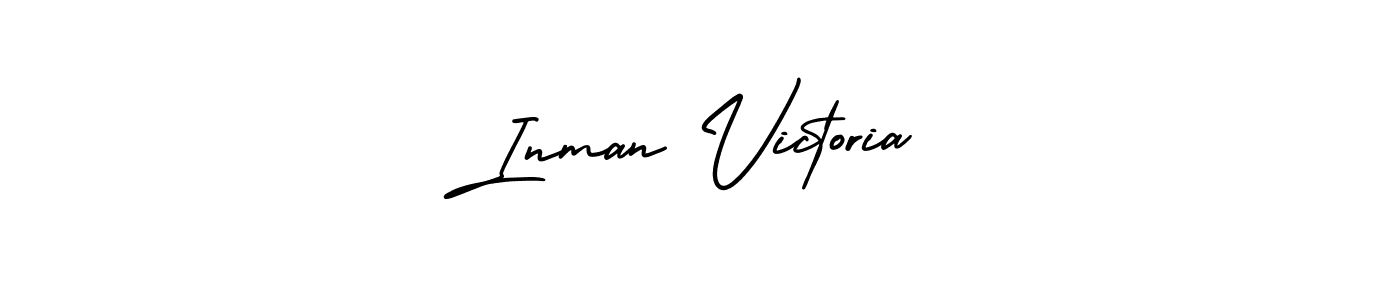 How to make Inman Victoria name signature. Use AmerikaSignatureDemo-Regular style for creating short signs online. This is the latest handwritten sign. Inman Victoria signature style 3 images and pictures png