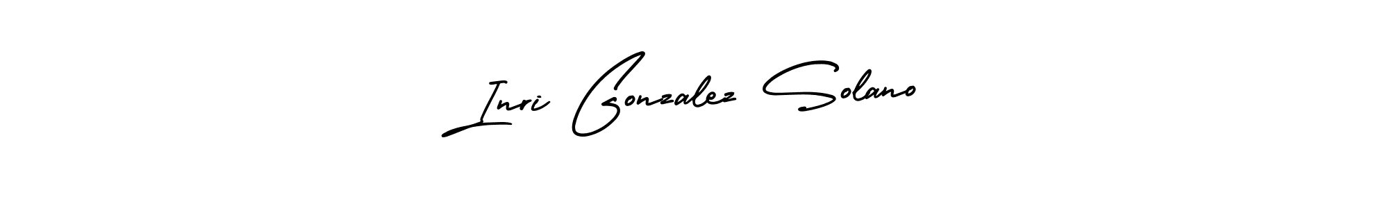 The best way (AmerikaSignatureDemo-Regular) to make a short signature is to pick only two or three words in your name. The name Inri Gonzalez Solano include a total of six letters. For converting this name. Inri Gonzalez Solano signature style 3 images and pictures png