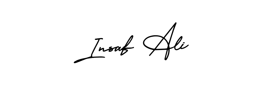 The best way (AmerikaSignatureDemo-Regular) to make a short signature is to pick only two or three words in your name. The name Insaf Ali include a total of six letters. For converting this name. Insaf Ali signature style 3 images and pictures png
