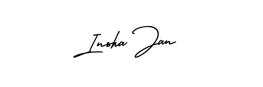 You should practise on your own different ways (AmerikaSignatureDemo-Regular) to write your name (Insha Jan) in signature. don't let someone else do it for you. Insha Jan signature style 3 images and pictures png