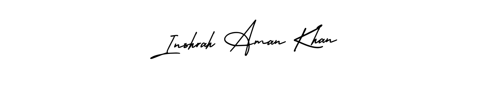 The best way (AmerikaSignatureDemo-Regular) to make a short signature is to pick only two or three words in your name. The name Inshrah Aman Khan include a total of six letters. For converting this name. Inshrah Aman Khan signature style 3 images and pictures png